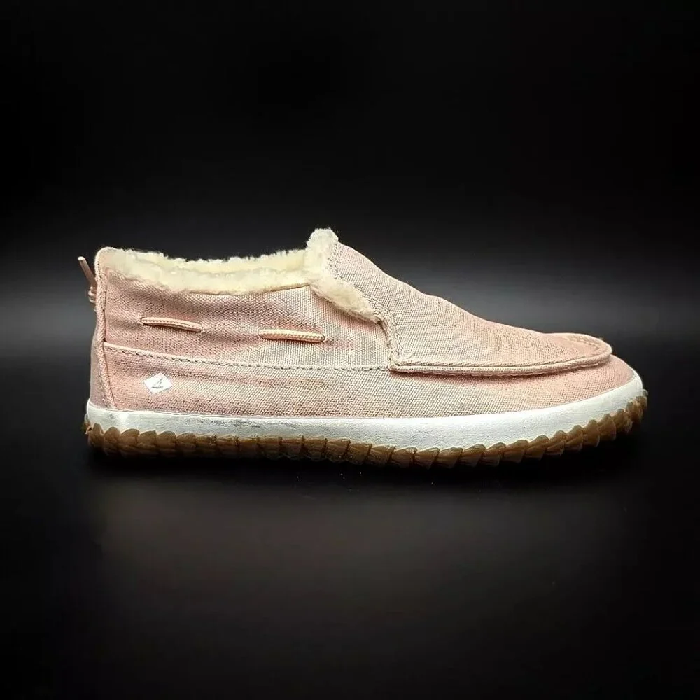 Sperry Moc Sider Blush Faux Fur Lining Fashion Boot Shoes Big Girls Size 2M